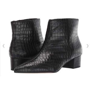 Corso Como Black Croc-Embossed Ankle Boots